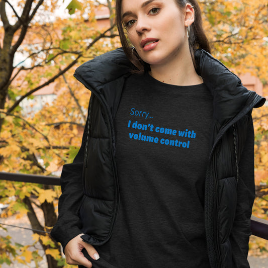 Volume Control - Blue text - Womens Long Sleeve Tee