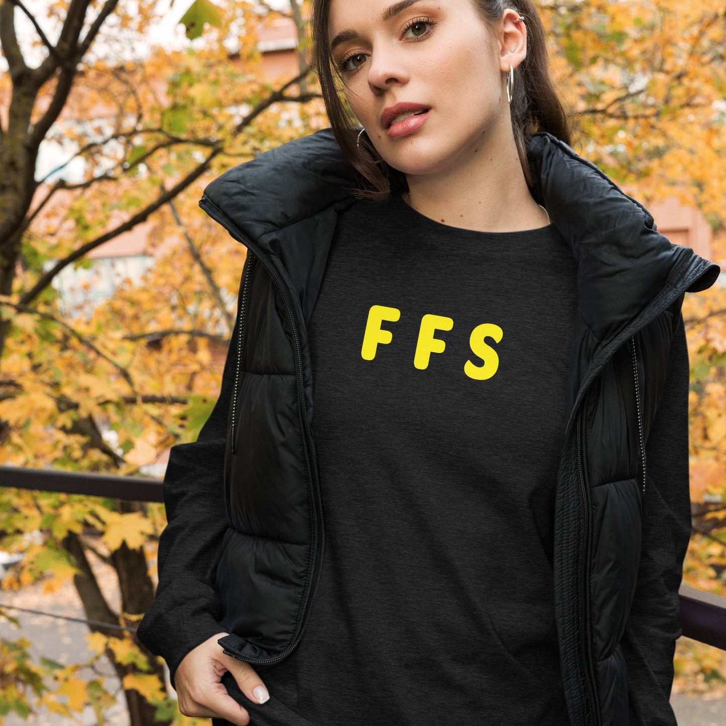 FFS - Yellow text - Womens Long Sleeve Tee