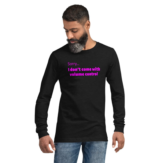 Volume Control - Magenta text - Mens Long Sleeve Tee