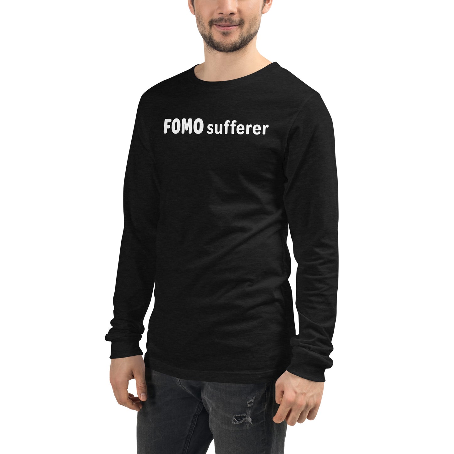 FOMO sufferer - White text - Mens Long Sleeve Tee