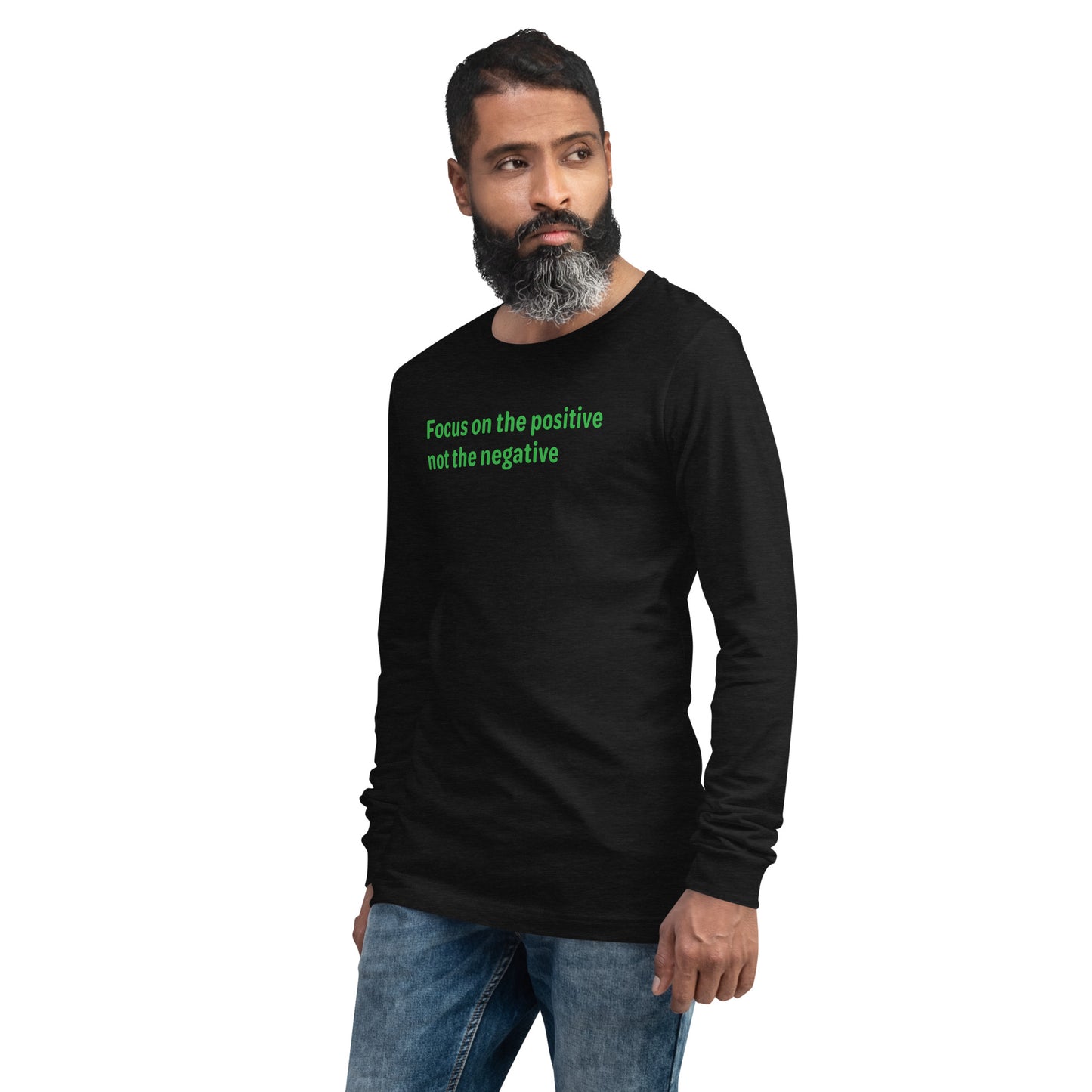 Positive Focus - Green text - Mens Long Sleeve Tee