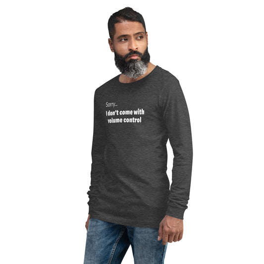 Volume control - White text - Mens Long Sleeve Tee