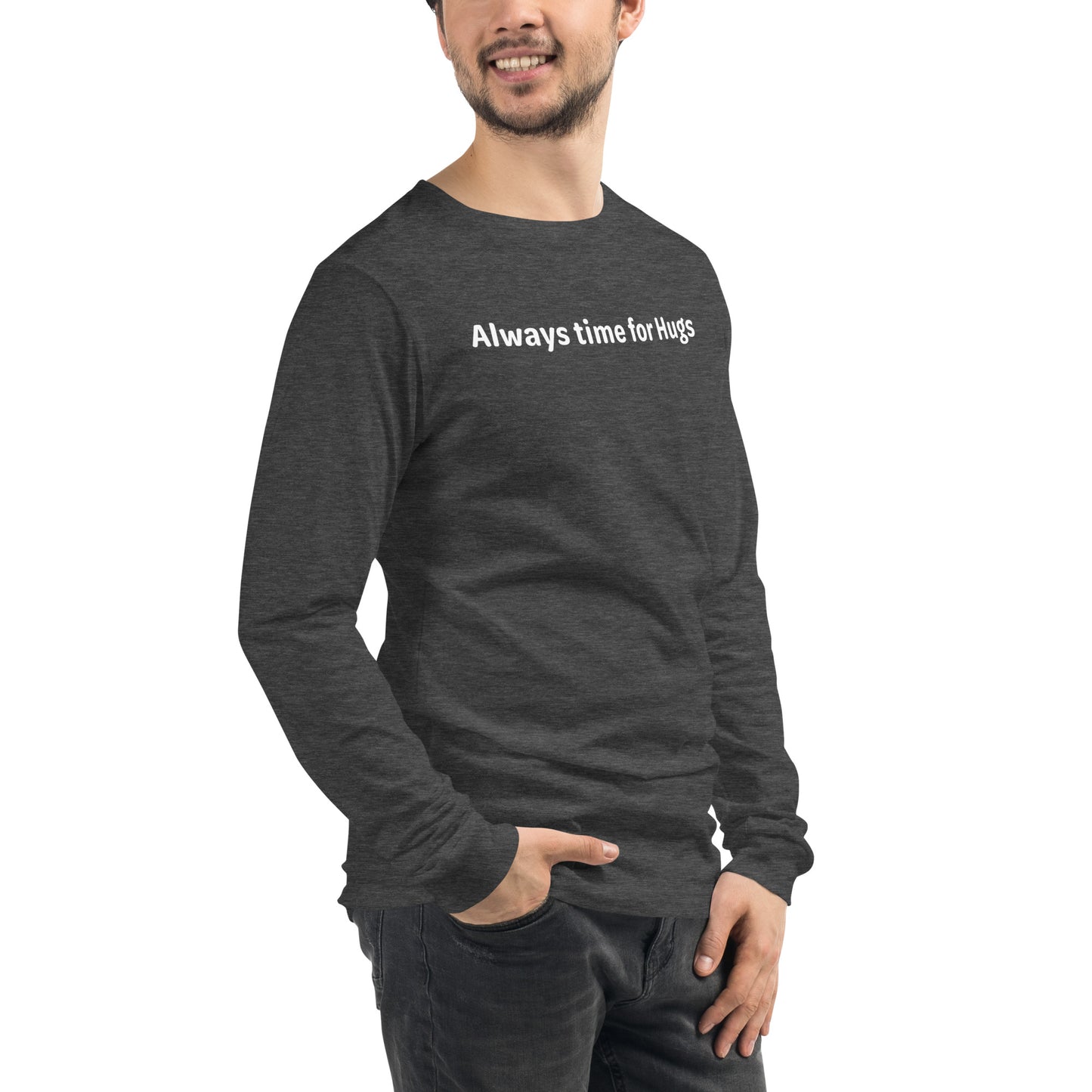 Always time for hugs - White text - Mens Long Sleeve Tee