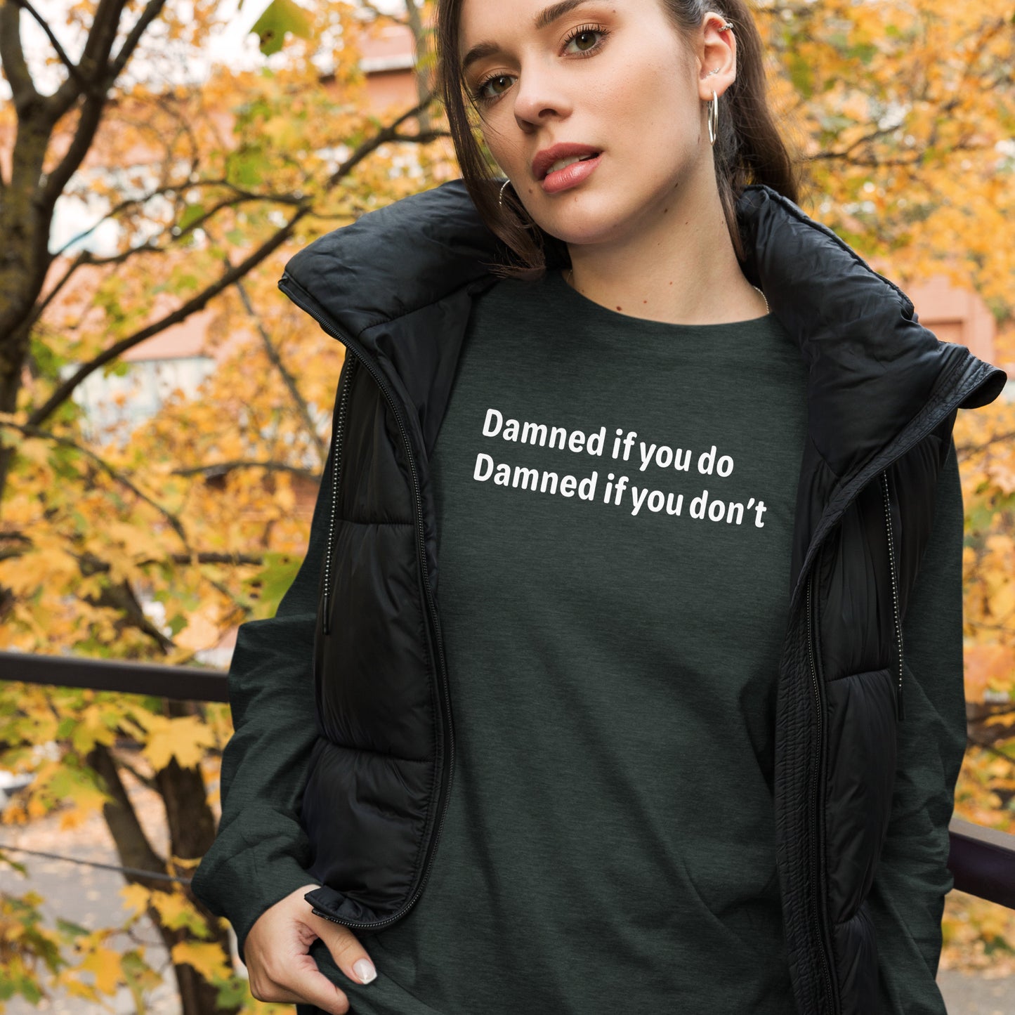 Damned - White text - Womens Long Sleeve Tee