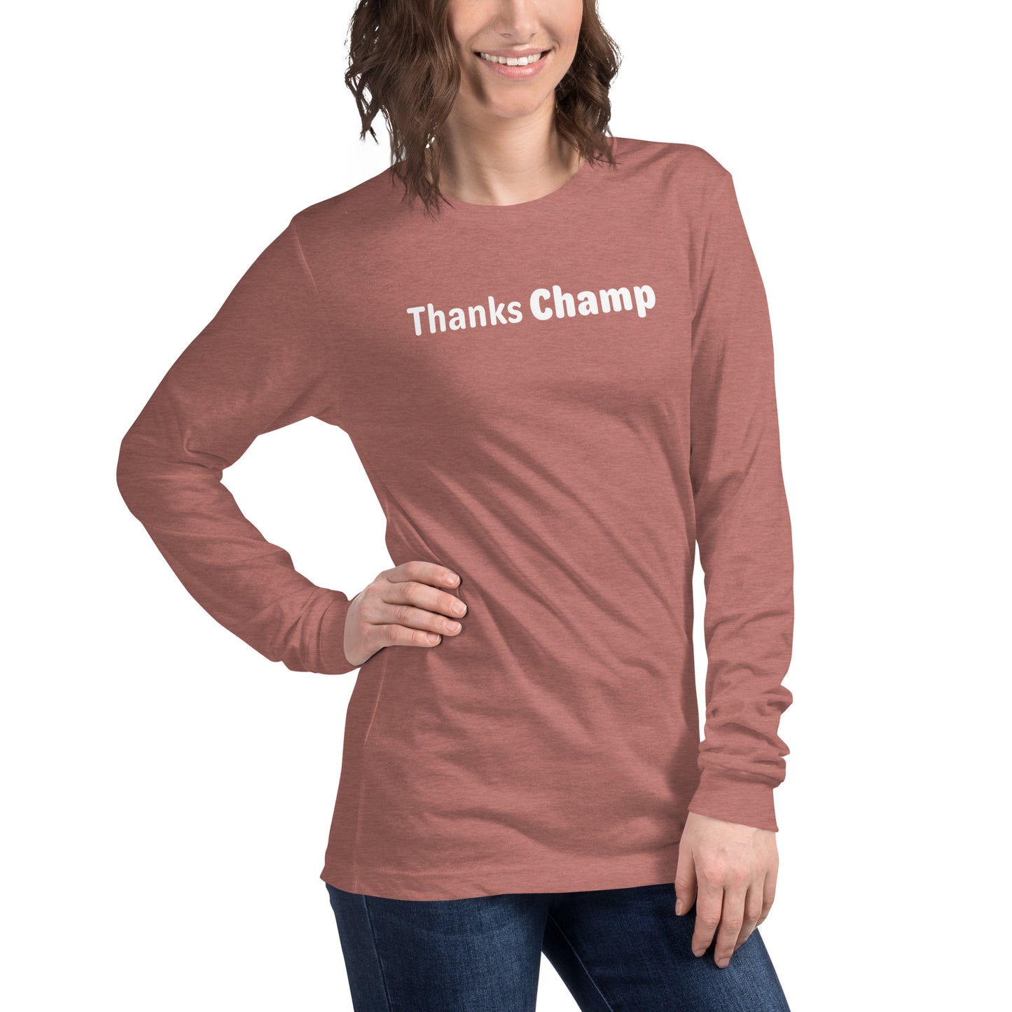 Thanks champ - White text - Womens Long Sleeve Tee