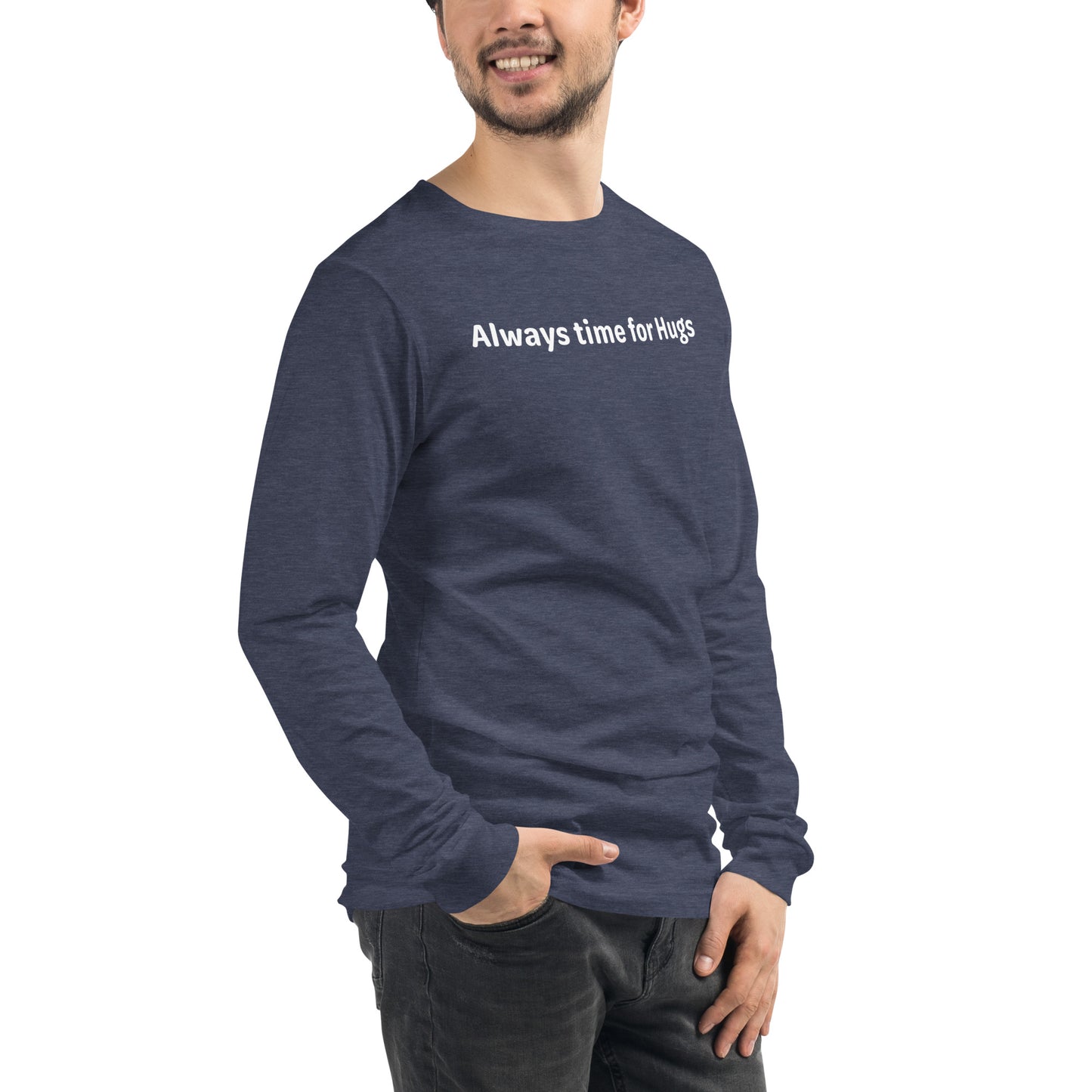 Always time for hugs - White text - Mens Long Sleeve Tee