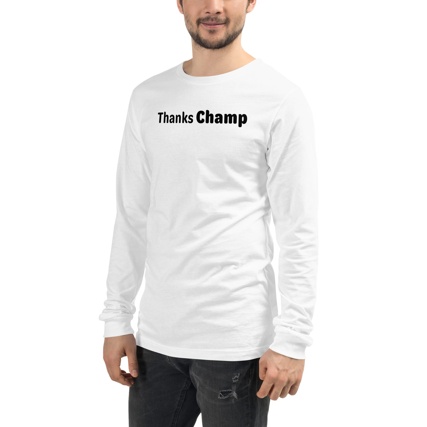 Thanks champ - Black text - Mens Long Sleeve Tee