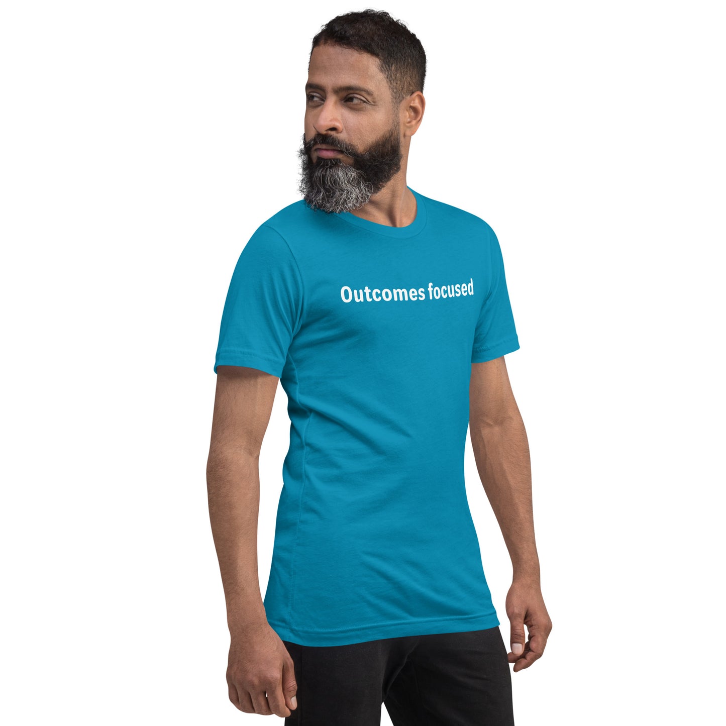 Outcomes focused - White Text - Mens T-Shirt