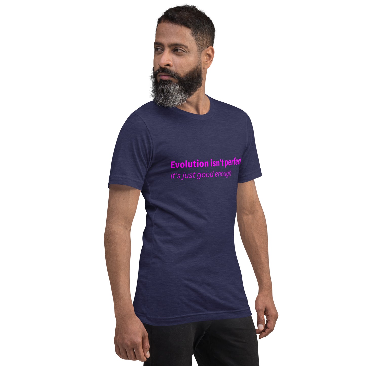 Evolution isn't perfect - Magenta Text - Mens T-Shirt