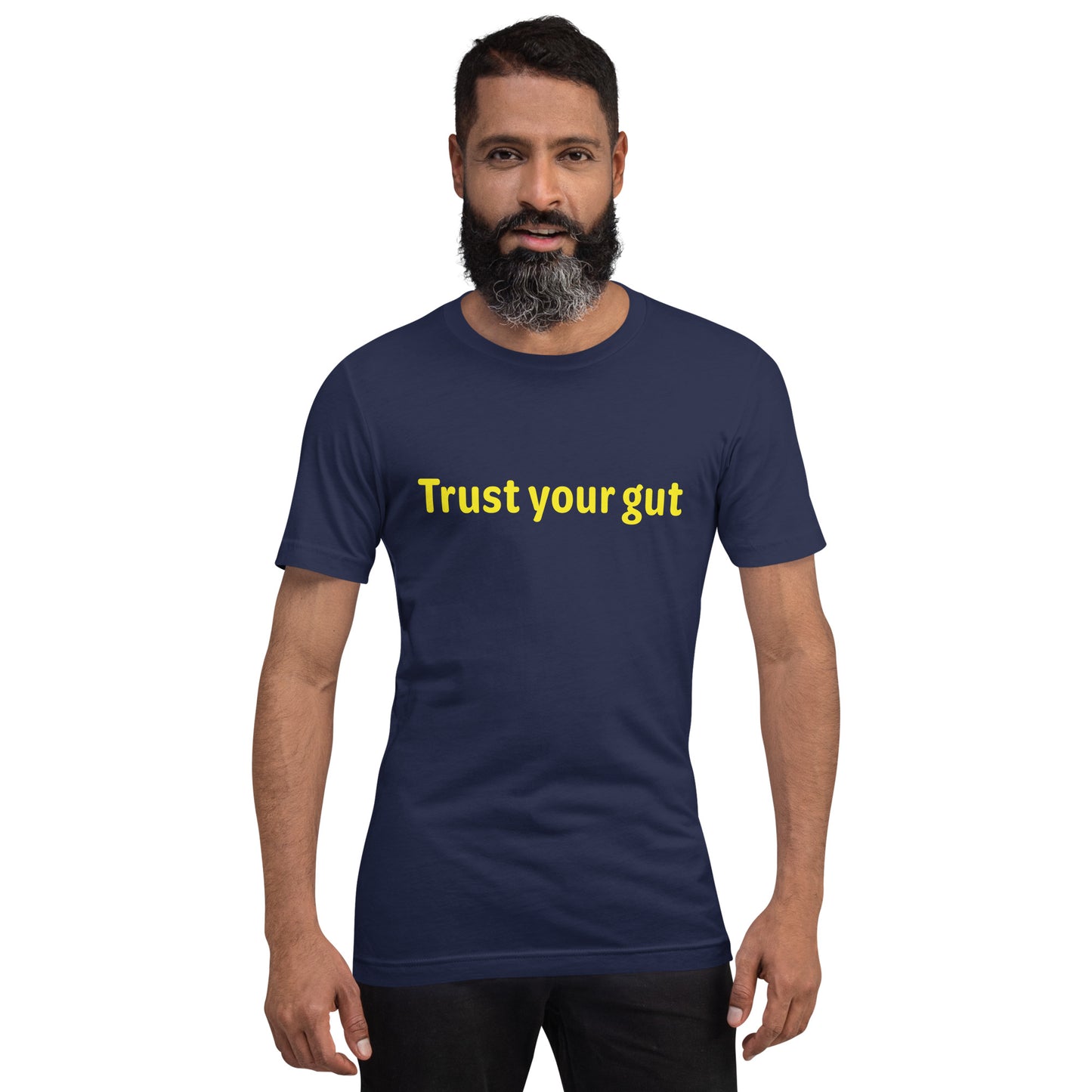 Trust your gut - Yellow Text - Mens T-Shirt