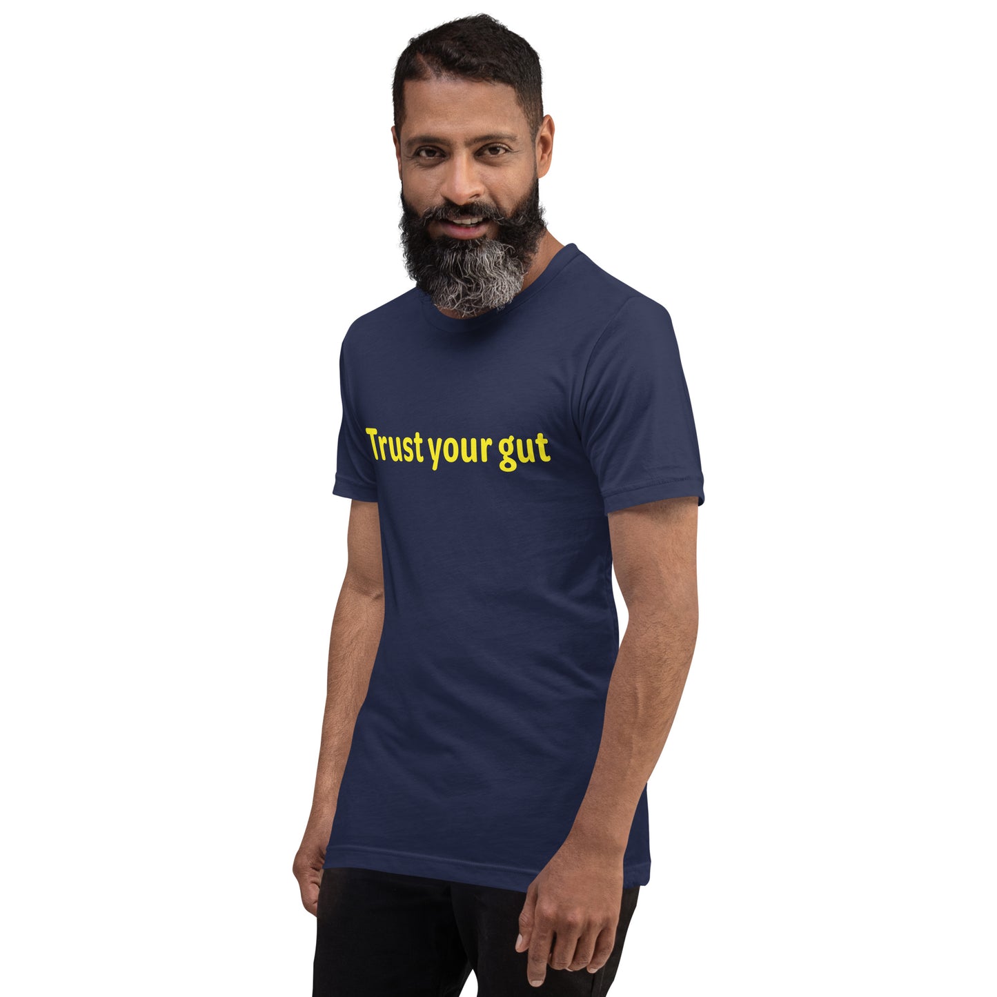 Trust your gut - Yellow Text - Mens T-Shirt