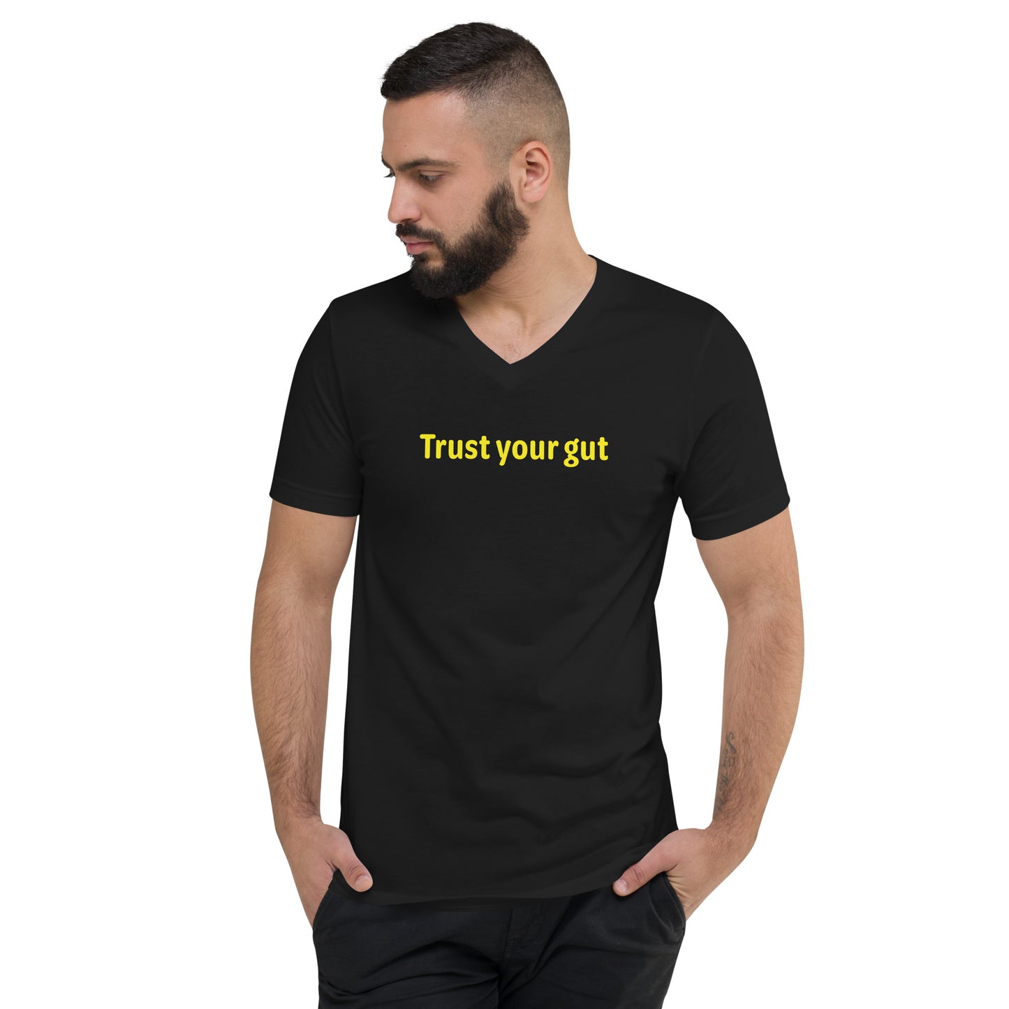 Trust your gut - Yellow Text - Mens V-Neck T-Shirt