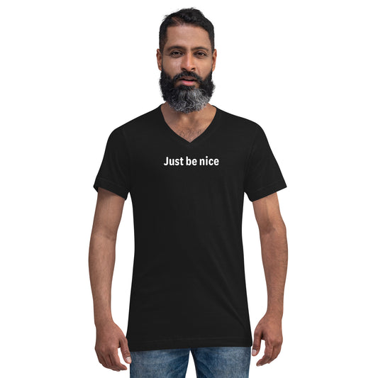 Just be nice - White Text - Mens V-Neck T-Shirt