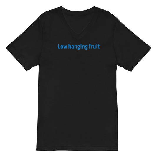 Low Hanging Fruit - Blue Text - Mens V-Neck T-Shirt