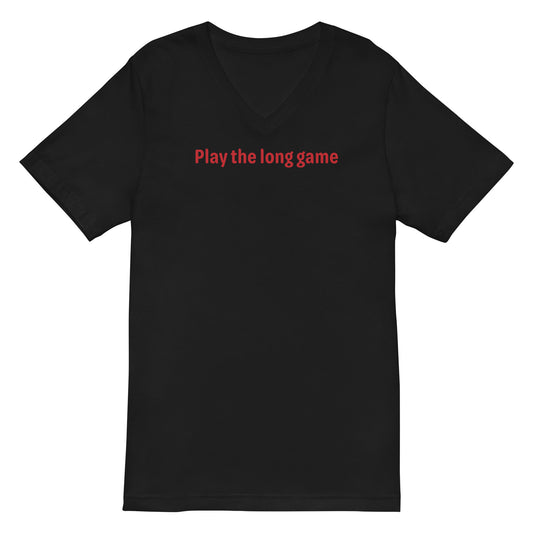 Play the long game - Red Text - Mens V-Neck T-Shirt