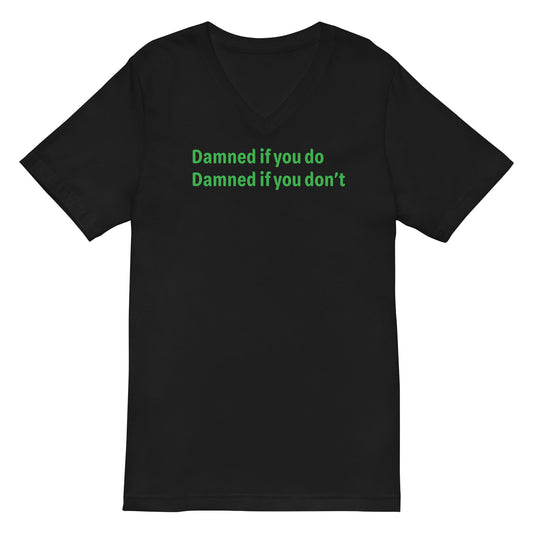 Damned - Green Text - Mens V-Neck T-Shirt