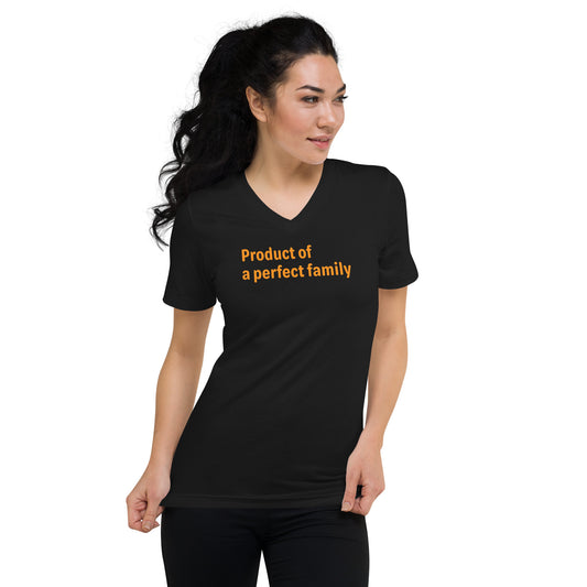 Product of - Orange text - Womens V-Neck T-Shirt