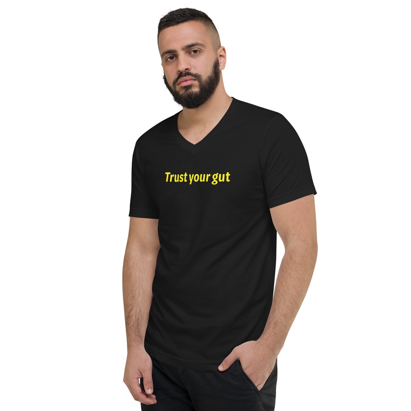 Trust your gut - Yellow Text - Mens V-Neck T-Shirt