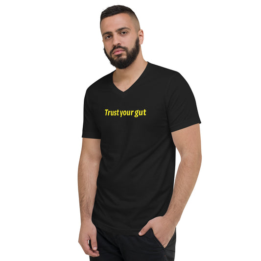 Trust your gut - Yellow Text - Mens V-Neck T-Shirt