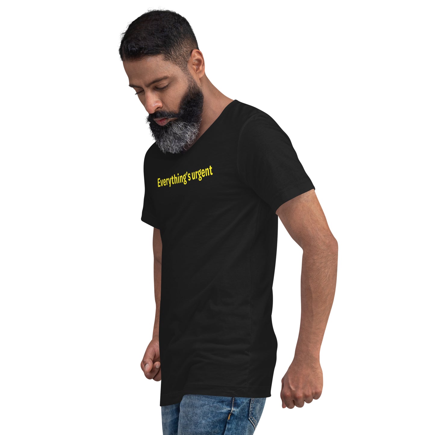 Everything's urgent - Yellow Text - Mens V-Neck T-Shirt