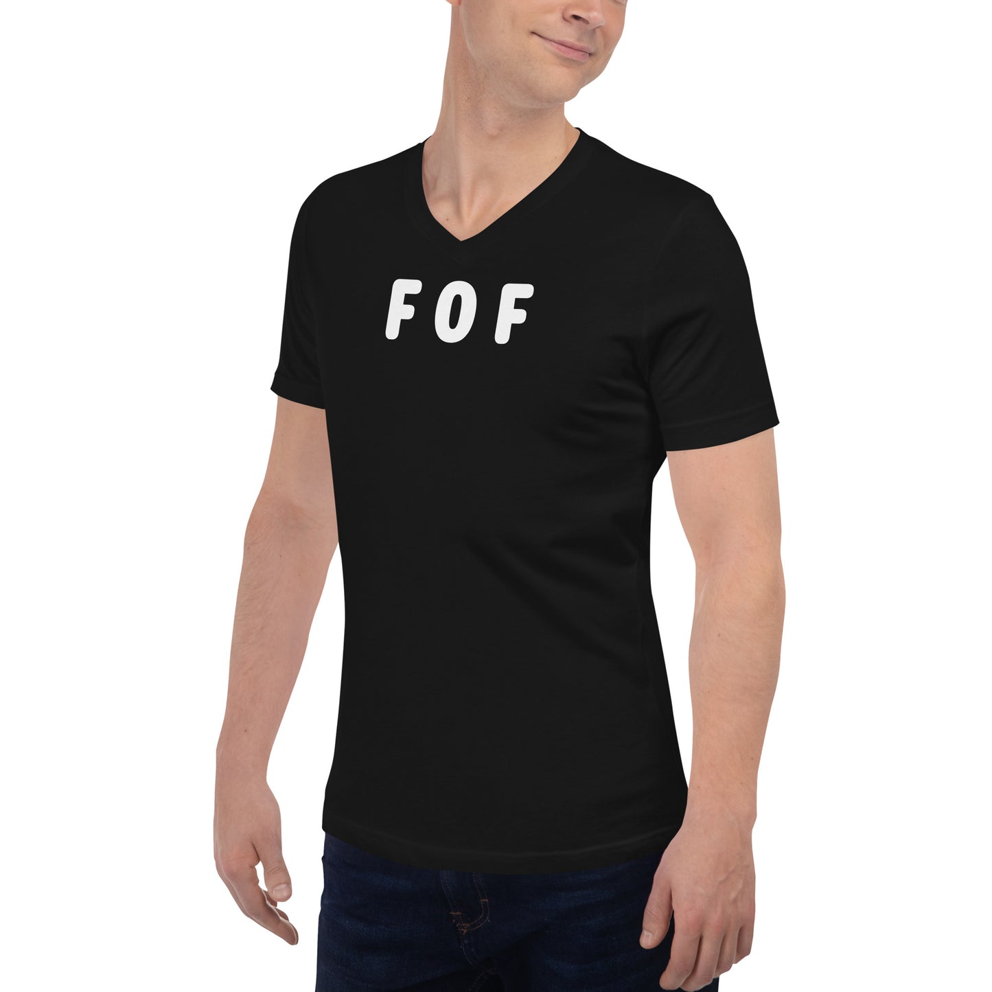 FOF - White Text - Mens V-Neck T-Shirt