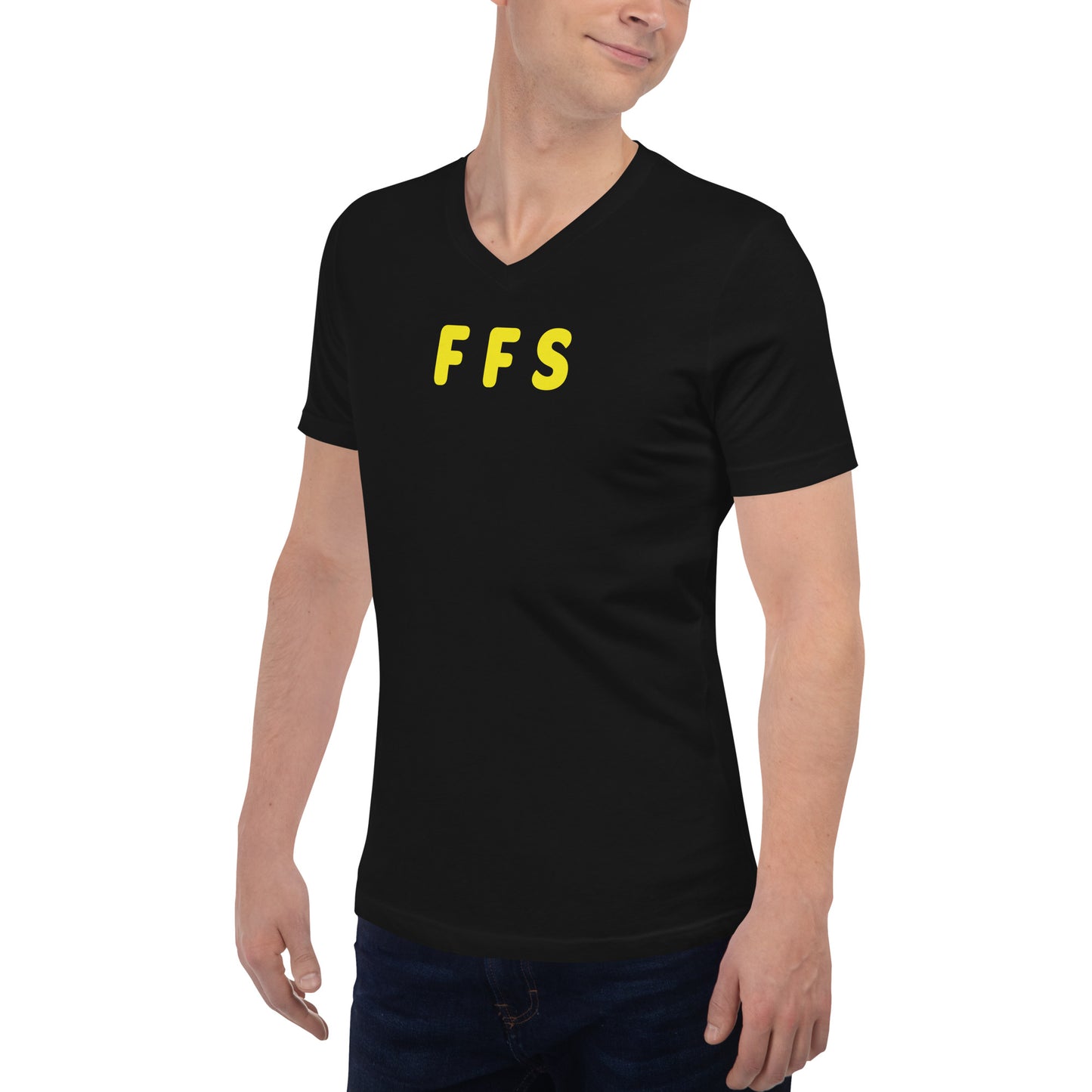 FFS - Yellow Text - Mens V-Neck T-Shirt