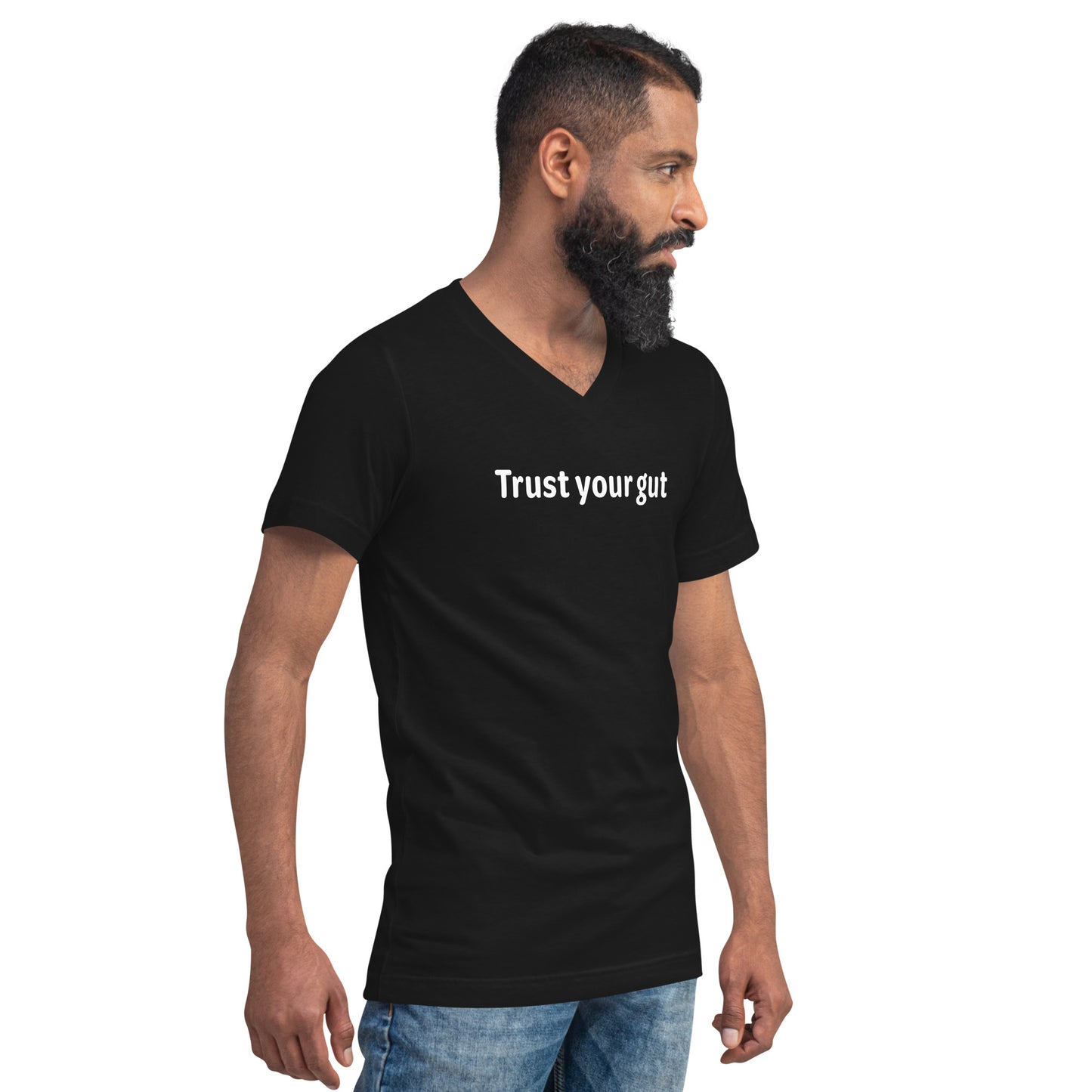 Trust your gut - White Text - Mens V-Neck T-Shirt