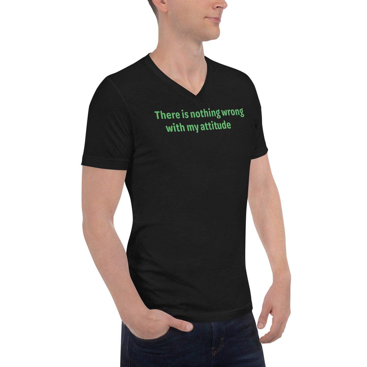 Attitude - Green Text - Mens V-Neck T-Shirt