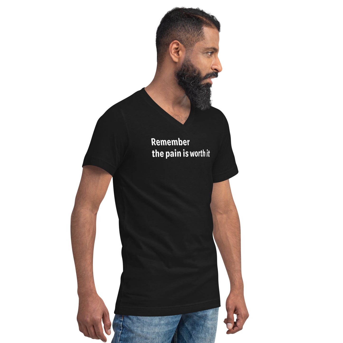 Pain is worth it - White Text - Mens V-Neck T-Shirt