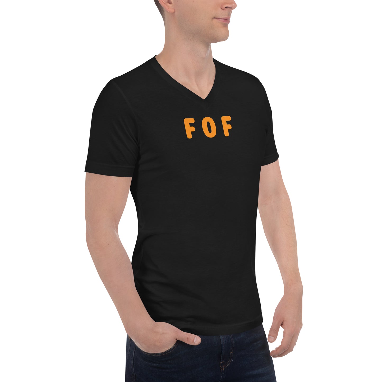 FOF - Orange Text - Mens V-Neck T-Shirt