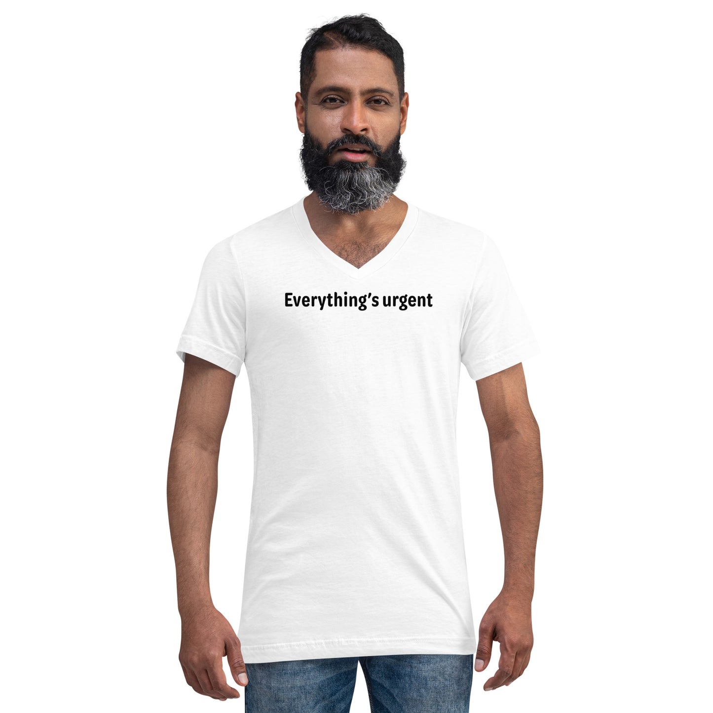 Everything's urgent - Black Text - Mens V-Neck T-Shirt