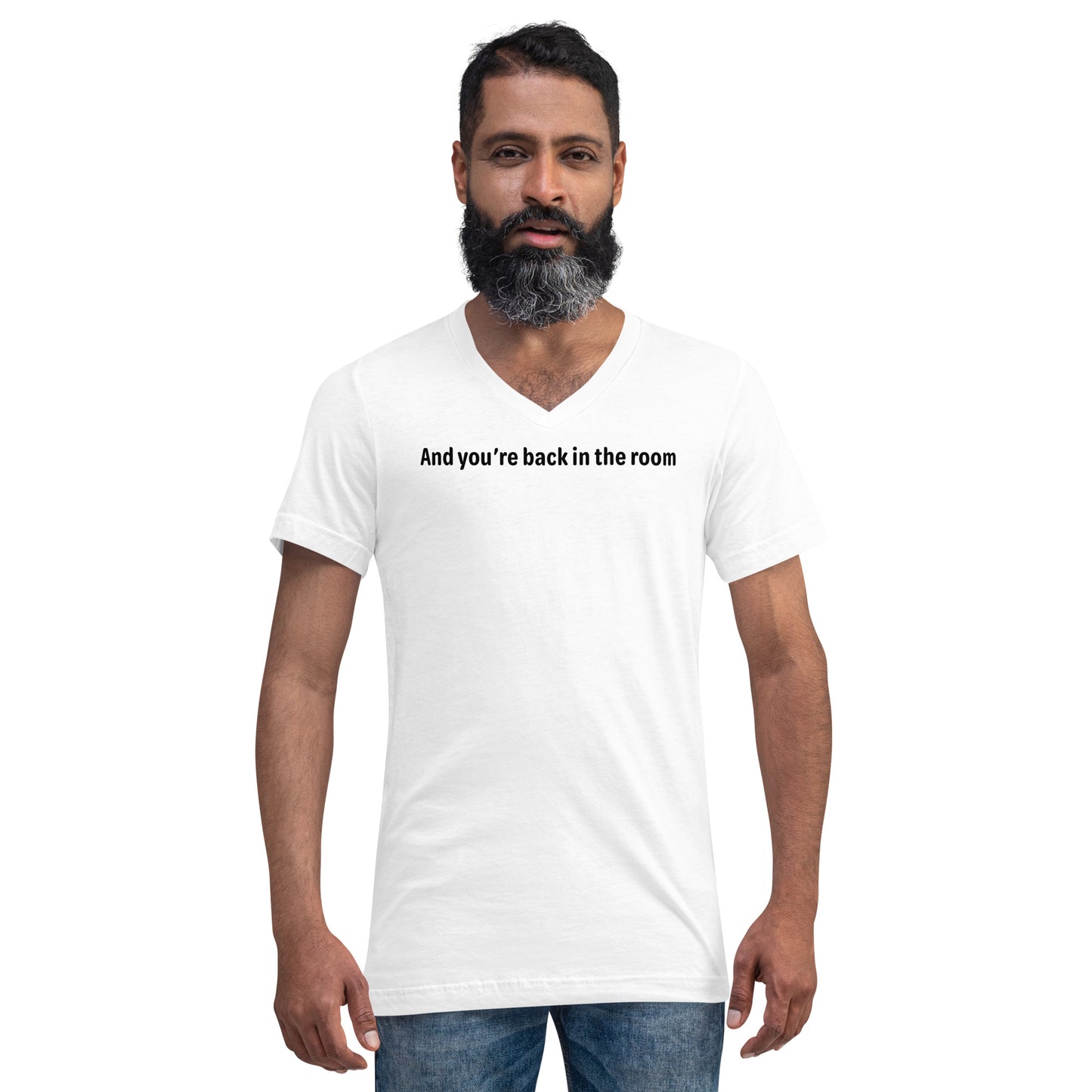 Back in the room - Black Text - Mens V-Neck T-Shirt