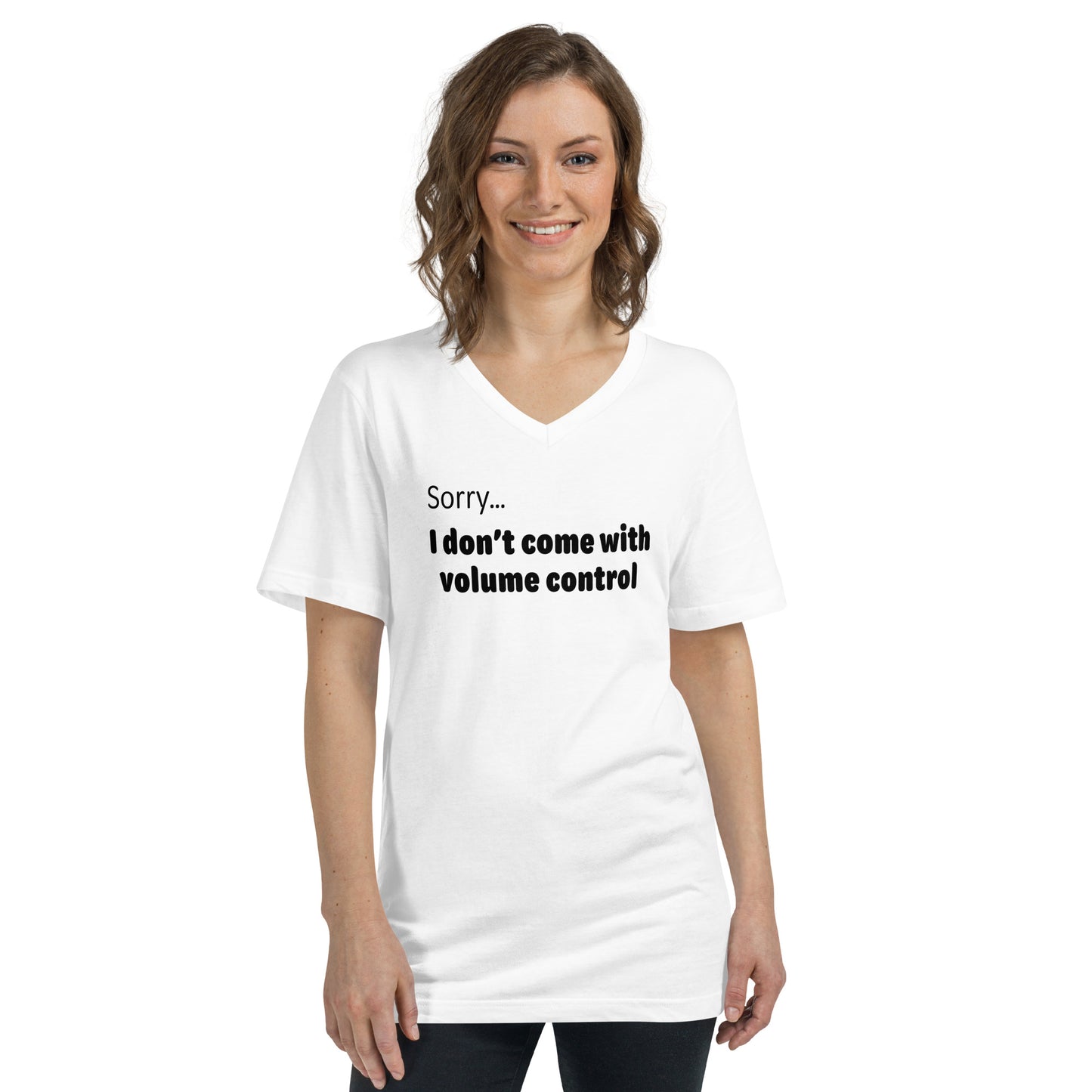 Volume control - Black text - Womens V-Neck T-Shirt