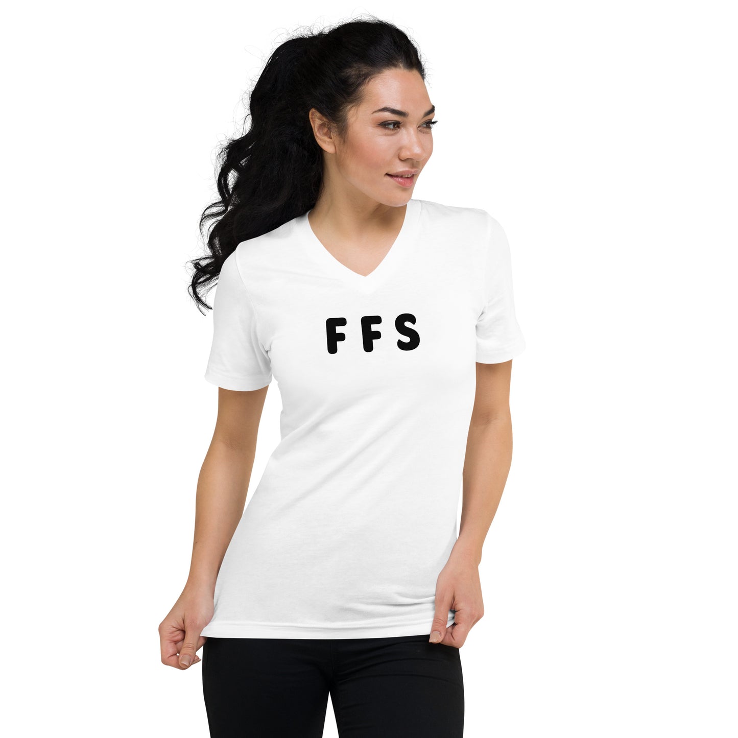 FFS - Black text - Womens V-Neck T-Shirt