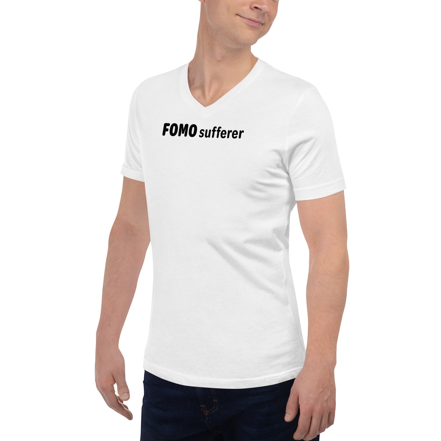 FOMO sufferer - Black Text - Mens V-Neck T-Shirt