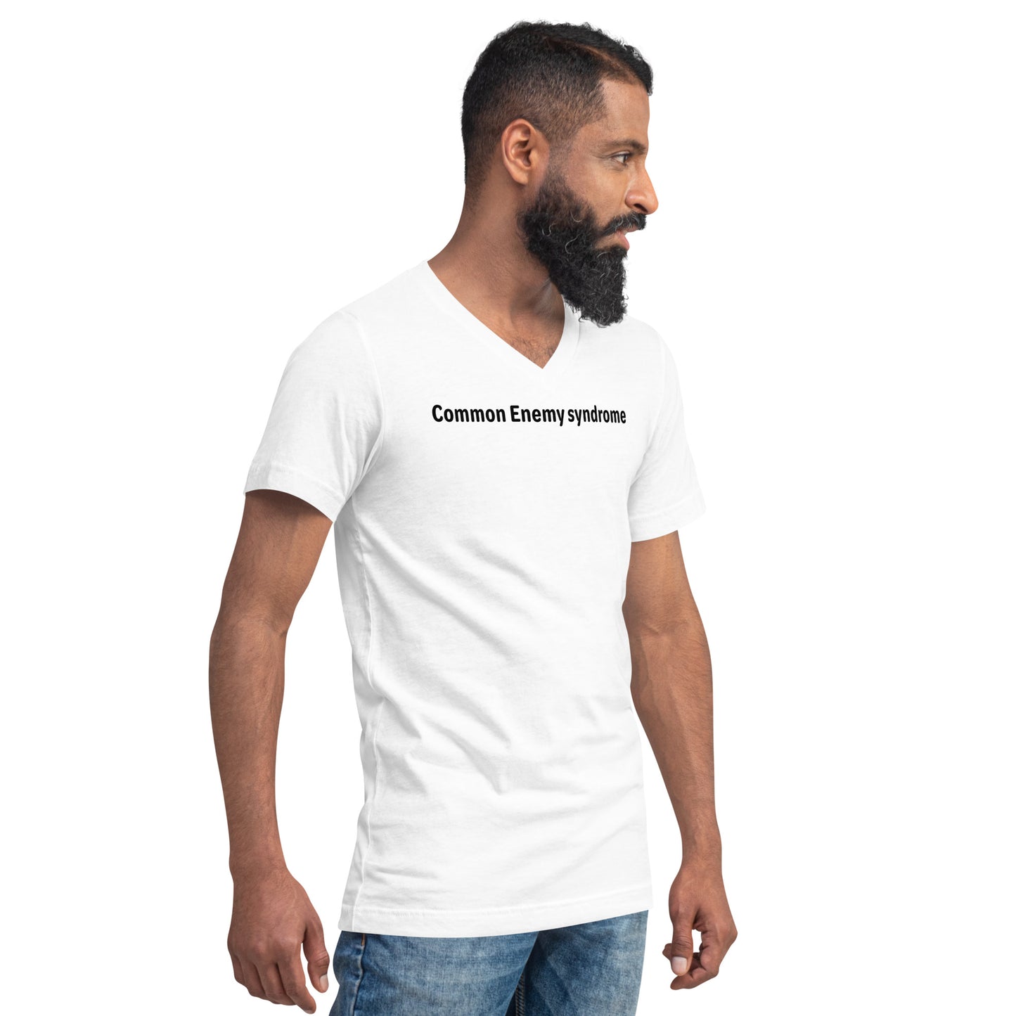 Common Enemy Syndrome - Black Text - Mens V-Neck T-Shirt