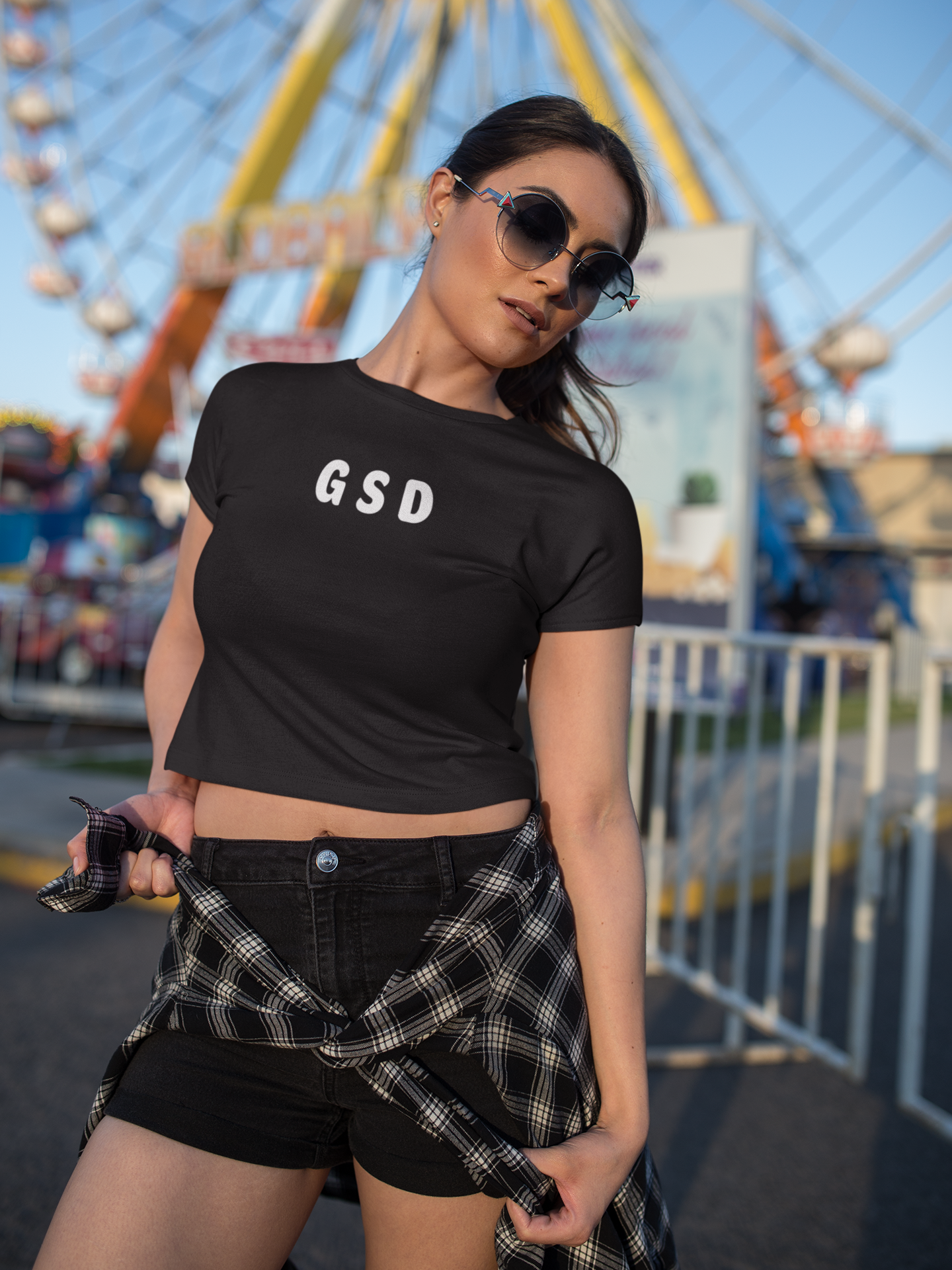 GSD - White Text - Womens Crop Tee