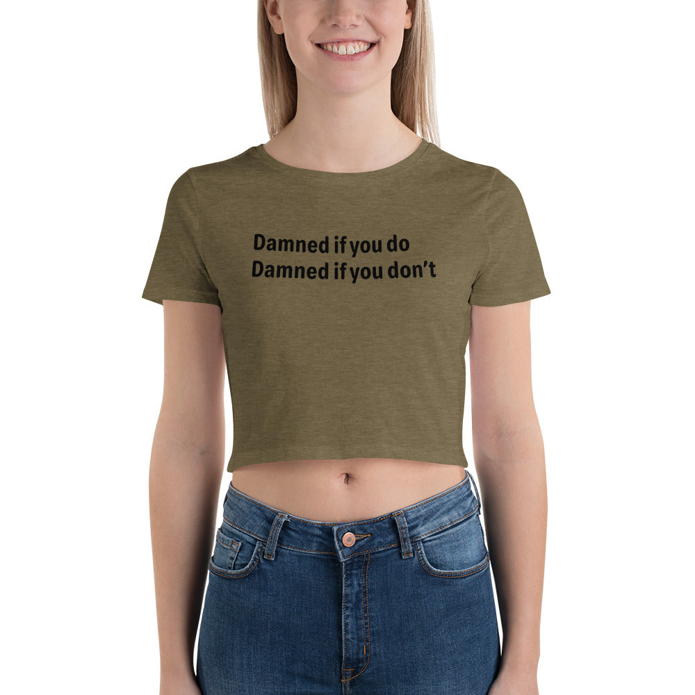 Damned - Black Text - Womens Crop Tee