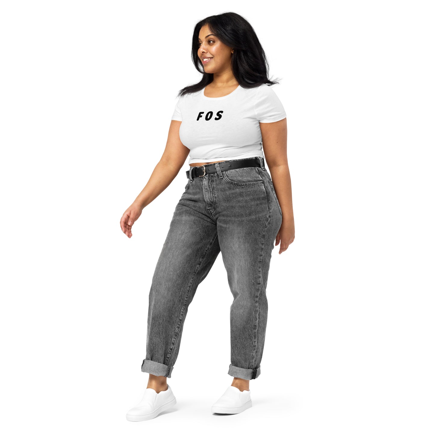 FOS - Black Text - Womens Crop Tee