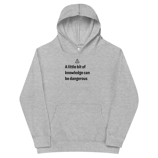 Dangerous level of knowledge - Black Text - Youth fleece hoodie