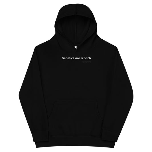 Genetics are a bitch - White Text - Youth fleece hoodie