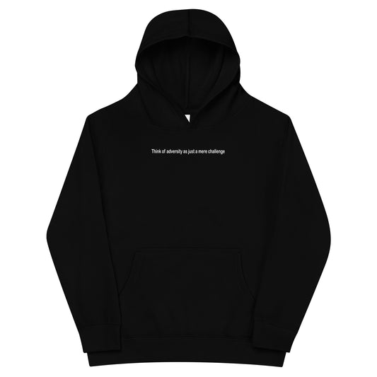 Adversity - a mere challenge - White text - Youth fleece hoodie