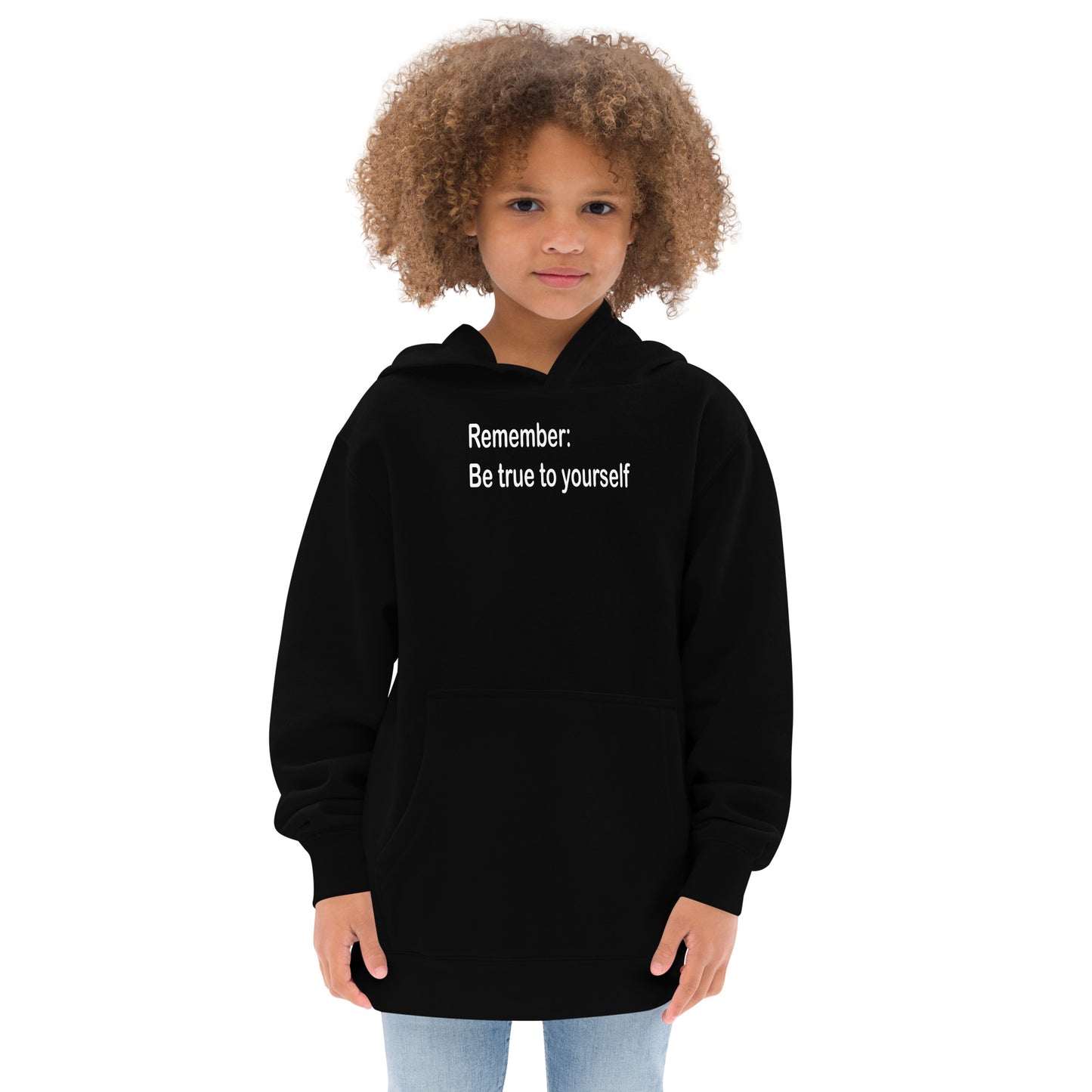 Be true to yourself - White Text - Youth fleece hoodie