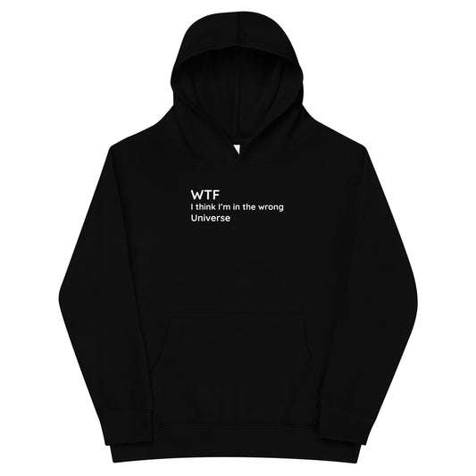 Wrong Universe - White Text - Youth fleece hoodie