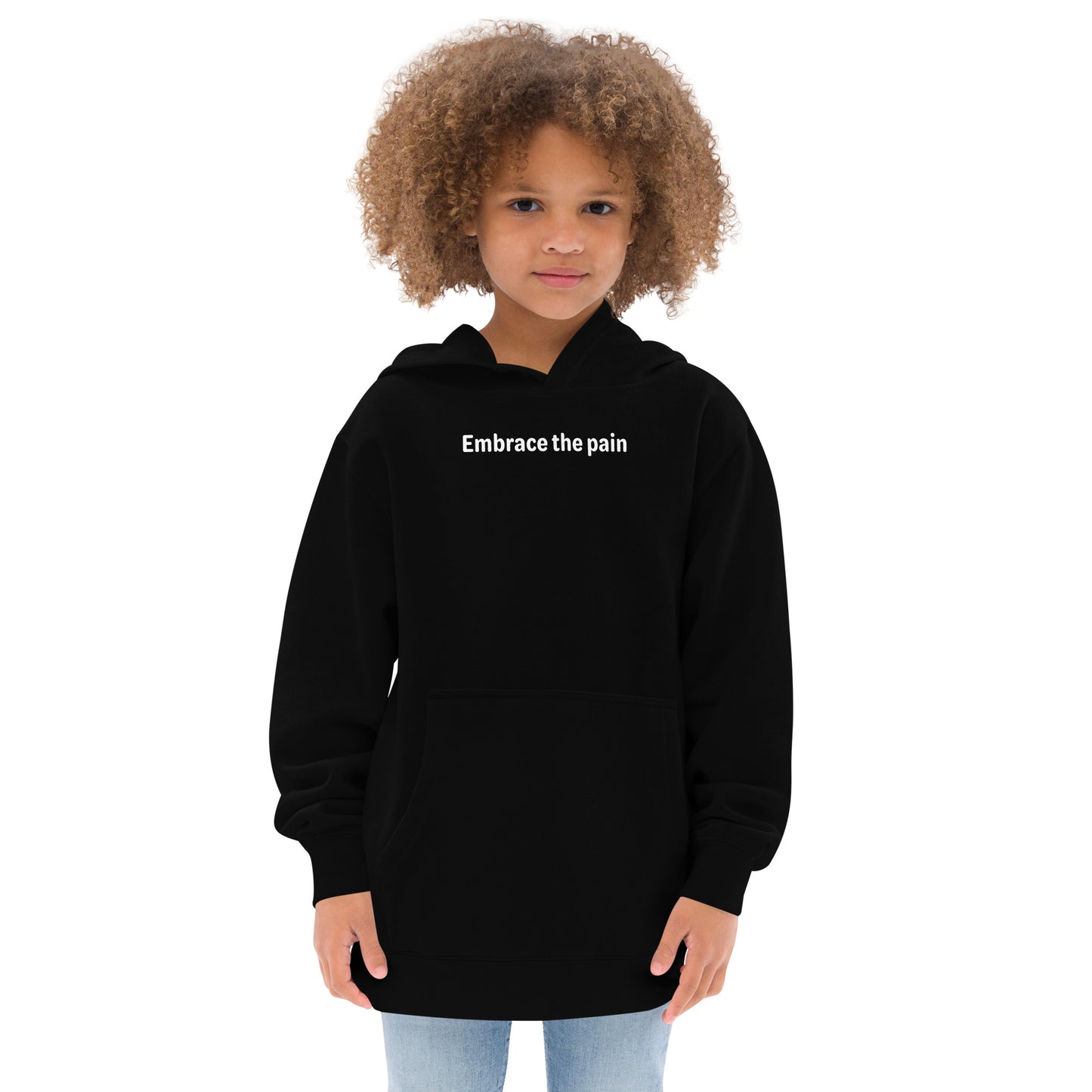 Embrace the pain - White Text - Youth fleece hoodie