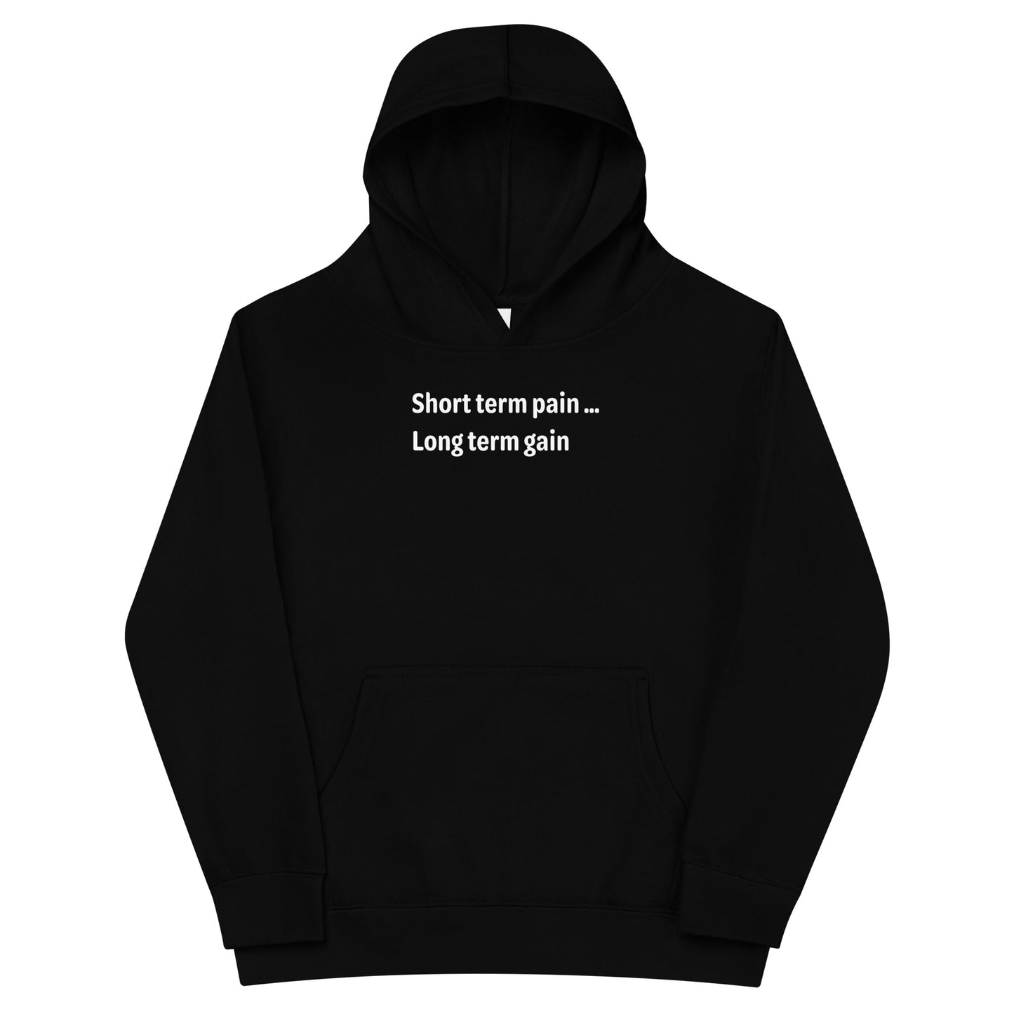 Short Term Pain - White Text - Youth fleece hoodie