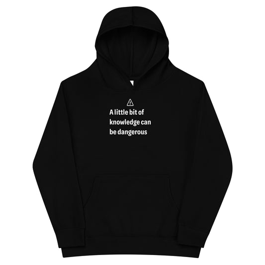 Dangerous level of knowledge - White Text - Youth fleece hoodie