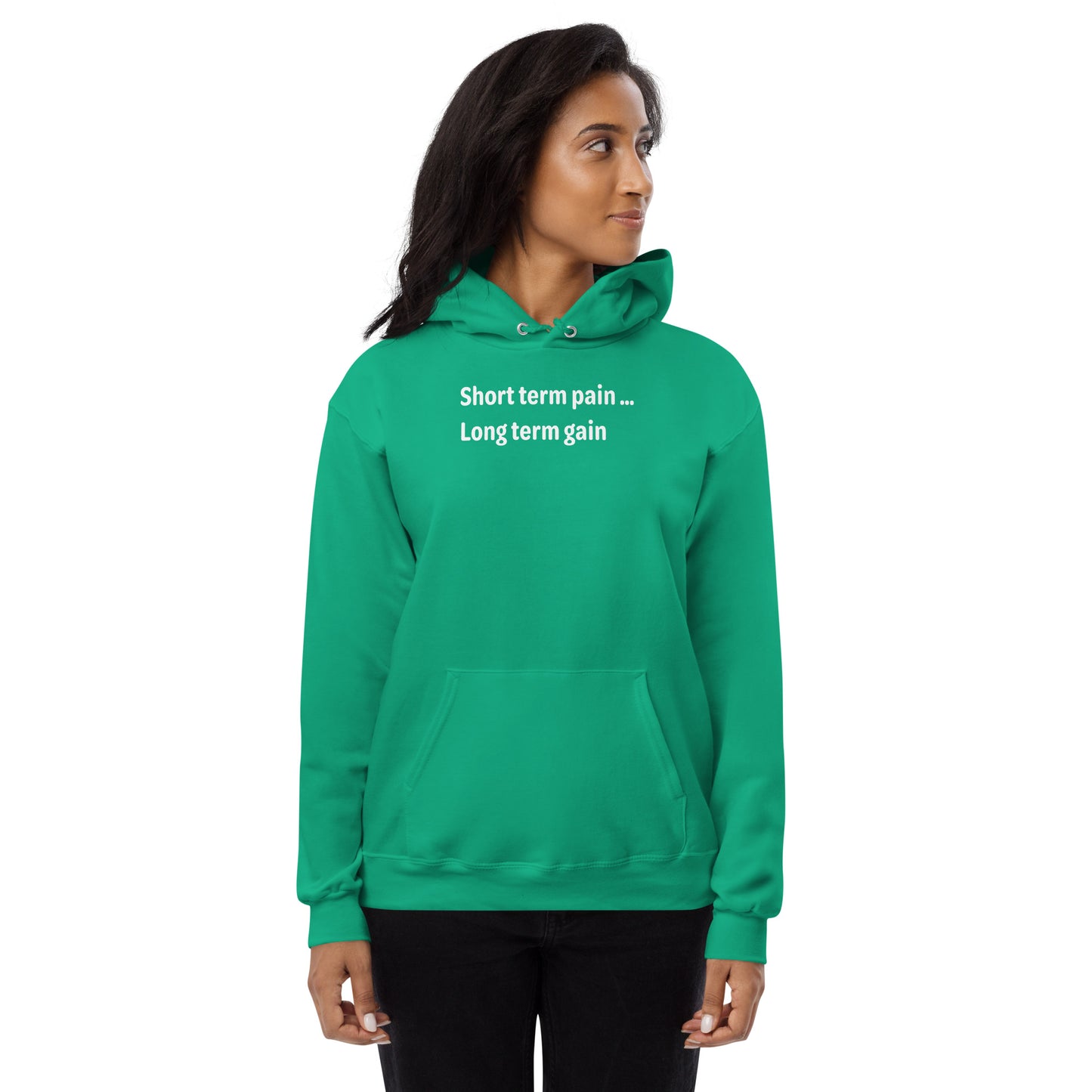 Short Term Pain - White Text - Womens fleece hoodie