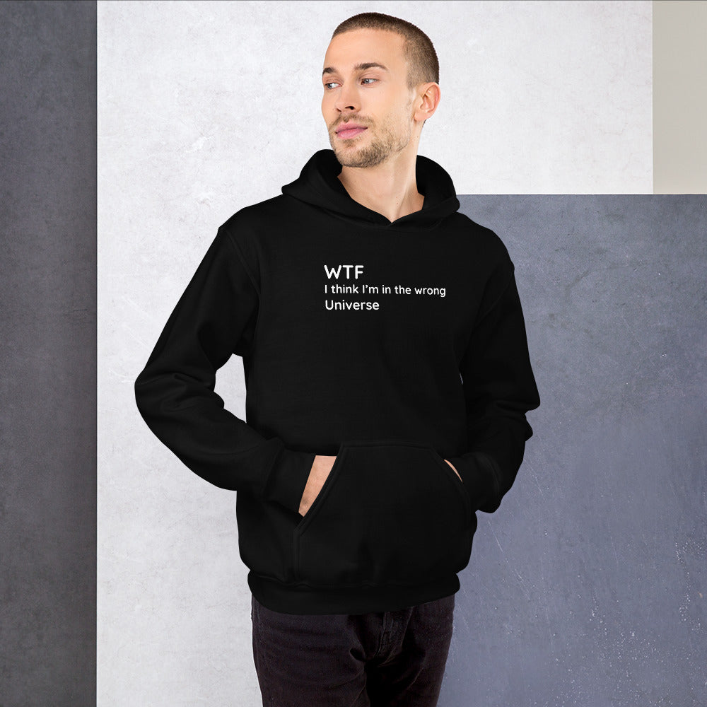 Wrong Universe - White Text - Mens Hoodie