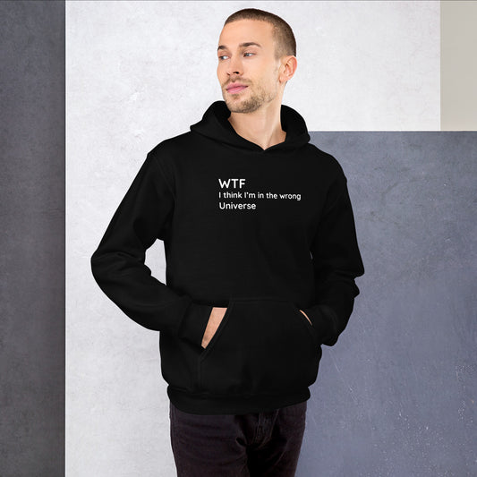 Wrong Universe - White Text - Mens Hoodie